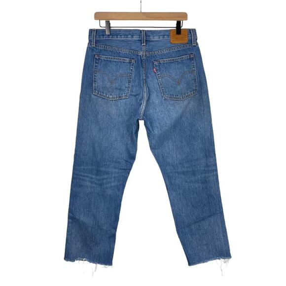 Levis Wedgie Straight Jeans 31 High Rise Button Fly Raw Hem Rigid Premium Denim - Picture 5 of 10